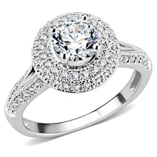 Load image into Gallery viewer, 3W1506 - Rhodium Brass Ring with AAA Grade CZ  in Clear