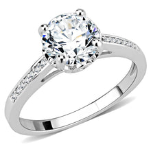 Load image into Gallery viewer, 3W1507 - Rhodium Brass Ring with AAA Grade CZ  in Clear