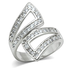 Load image into Gallery viewer, 3W150 - Rhodium Brass Ring with AAA Grade CZ  in Clear