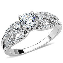 Load image into Gallery viewer, 3W1511 - Rhodium Brass Ring with AAA Grade CZ  in Clear