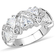 Load image into Gallery viewer, 3W1533 - Rhodium Brass Ring with AAA Grade CZ  in Clear