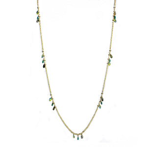 3W1537 - Gold Brass Necklace with Synthetic Jade in Emerald