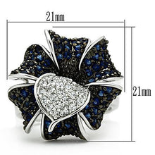Load image into Gallery viewer, 3W153 - Rhodium + Ruthenium Brass Ring with AAA Grade CZ  in Montana