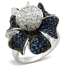 Load image into Gallery viewer, 3W153 - Rhodium + Ruthenium Brass Ring with AAA Grade CZ  in Montana