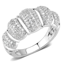 Load image into Gallery viewer, 3W1540 - Rhodium Brass Ring with AAA Grade CZ  in Clear