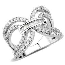 Load image into Gallery viewer, 3W1541 - Rhodium Brass Ring with AAA Grade CZ  in Clear