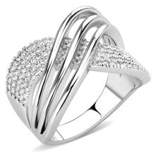 Load image into Gallery viewer, 3W1542 - Rhodium Brass Ring with AAA Grade CZ  in Clear
