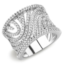 Load image into Gallery viewer, 3W1548 - Rhodium Brass Ring with AAA Grade CZ  in Clear