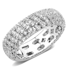 Load image into Gallery viewer, 3W1550 - Rhodium Brass Ring with AAA Grade CZ  in Clear