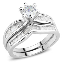 Load image into Gallery viewer, 3W1552 - Rhodium Brass Ring with AAA Grade CZ  in Clear