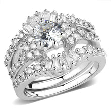 Load image into Gallery viewer, 3W1553 - Rhodium Brass Ring with AAA Grade CZ  in Clear