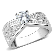 Load image into Gallery viewer, 3W1559 - Rhodium Brass Ring with AAA Grade CZ  in Clear