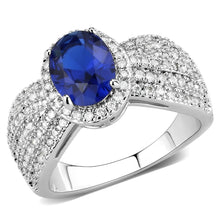 Load image into Gallery viewer, 3W1563 - Rhodium Brass Ring with Synthetic Spinel in London Blue