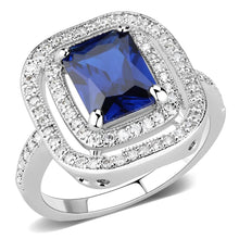 Load image into Gallery viewer, 3W1565 - Rhodium Brass Ring with Synthetic Spinel in London Blue