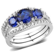 Load image into Gallery viewer, 3W1566 - Rhodium Brass Ring with Synthetic Spinel in London Blue