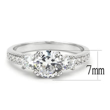 Load image into Gallery viewer, 3W1571 - Rhodium Brass Ring with AAA Grade CZ  in Clear