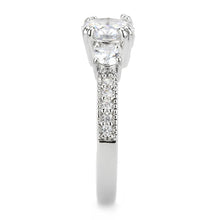 Load image into Gallery viewer, 3W1571 - Rhodium Brass Ring with AAA Grade CZ  in Clear