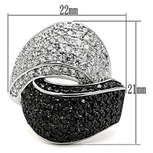 Load image into Gallery viewer, 3W157 - Rhodium + Ruthenium Brass Ring with AAA Grade CZ  in Jet