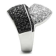 Load image into Gallery viewer, 3W157 - Rhodium + Ruthenium Brass Ring with AAA Grade CZ  in Jet