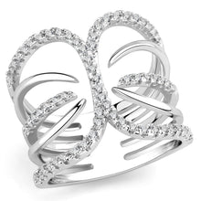 Load image into Gallery viewer, 3W1580 - Rhodium Brass Ring with AAA Grade CZ  in Clear