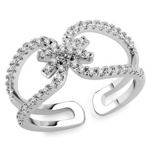 Load image into Gallery viewer, 3W1583 - Rhodium Brass Ring with AAA Grade CZ  in Clear
