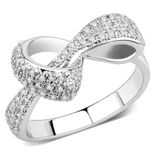 Load image into Gallery viewer, 3W1585 - Rhodium Brass Ring with AAA Grade CZ  in Clear