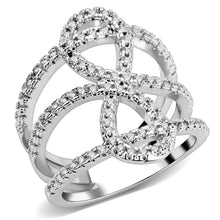 Load image into Gallery viewer, 3W1587 - Rhodium Brass Ring with AAA Grade CZ  in Clear