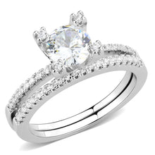 Load image into Gallery viewer, 3W1589 - Rhodium Brass Ring with AAA Grade CZ  in Clear