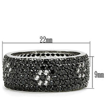 Load image into Gallery viewer, 3W158 - Rhodium + Ruthenium Brass Ring with AAA Grade CZ  in Jet