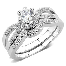 Load image into Gallery viewer, 3W1592 - Rhodium Brass Ring with AAA Grade CZ  in Clear
