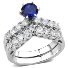 Load image into Gallery viewer, 3W1596 - Rhodium Brass Ring with AAA Grade CZ  in London Blue