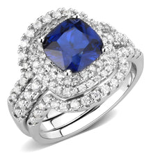 Load image into Gallery viewer, 3W1599 - Rhodium Brass Ring with Synthetic Spinel in London Blue