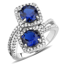 Load image into Gallery viewer, 3W1600 - Rhodium Brass Ring with AAA Grade CZ  in London Blue