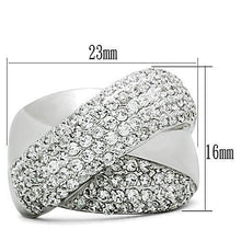 Load image into Gallery viewer, 3W160 - Rhodium Brass Ring with AAA Grade CZ  in Clear