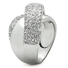 Load image into Gallery viewer, 3W160 - Rhodium Brass Ring with AAA Grade CZ  in Clear