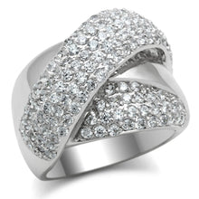 Load image into Gallery viewer, 3W160 - Rhodium Brass Ring with AAA Grade CZ  in Clear