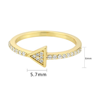 3W1615 - Flash Gold Brass Ring with AAA Grade CZ in Clear