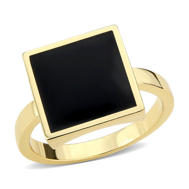 3W1619 - Flash Gold Brass Ring with Epoxy in Jet