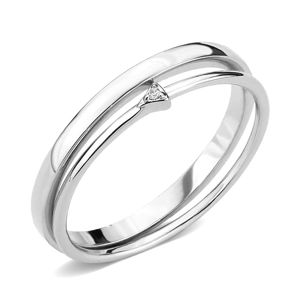 3W1623 - Rhodium Brass Ring with AAA Grade CZ in Clear