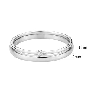 3W1623 - Rhodium Brass Ring with AAA Grade CZ in Clear