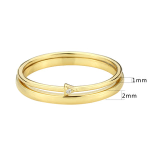 3W1624 - Flash Gold Brass Ring with AAA Grade CZ in Clear