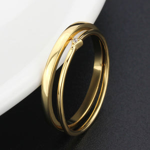 3W1624 - Flash Gold Brass Ring with AAA Grade CZ in Clear