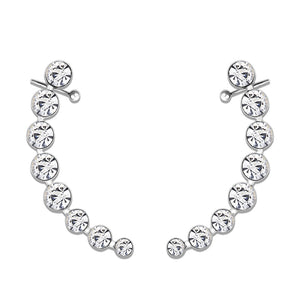 3W1635 - High polished (no plating) Stainless Steel Earring with Top Grade Crystal in Clear