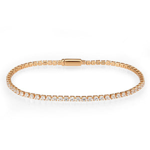 3W1687 - Rose Gold Brass Bracelet with AAA Grade CZ in Clear