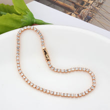 Load image into Gallery viewer, 3W1687 - Rose Gold Brass Bracelet with AAA Grade CZ in Clear