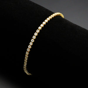 3W1689 - Gold Brass Bracelet with AAA Grade CZ in Clear
