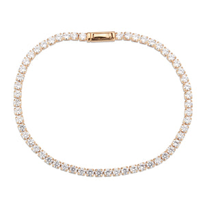 3W1690 - Rose Gold Brass Bracelet with AAA Grade CZ in Clear