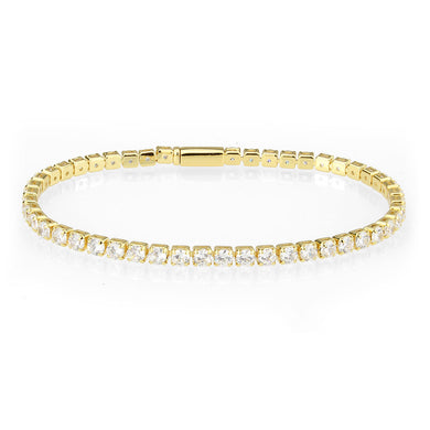 3W1692 - Gold Brass Bracelet with AAA Grade CZ in Clear