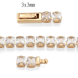 3W1696 - Rose Gold Brass Bracelet with AAA Grade CZ in Clear