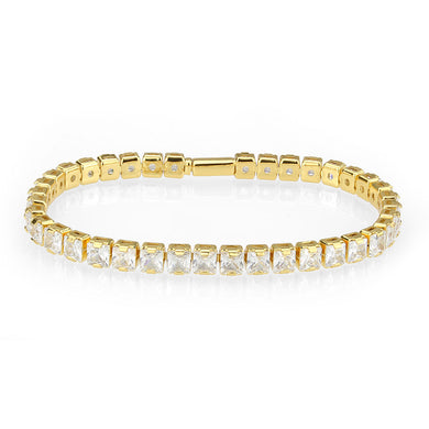 3W1698 - Gold Brass Bracelet with AAA Grade CZ in Clear
